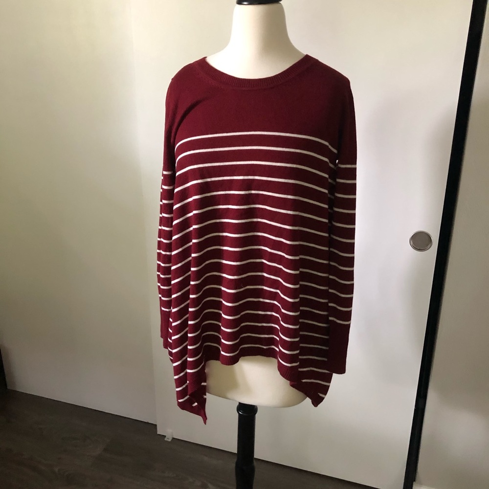 Maroon and White stripe Sweater